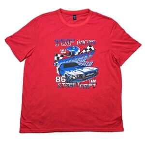 Mens ROMWE Muscle Car Racing Graphic T Shirt Red XXL 2XL Street Drift JDM